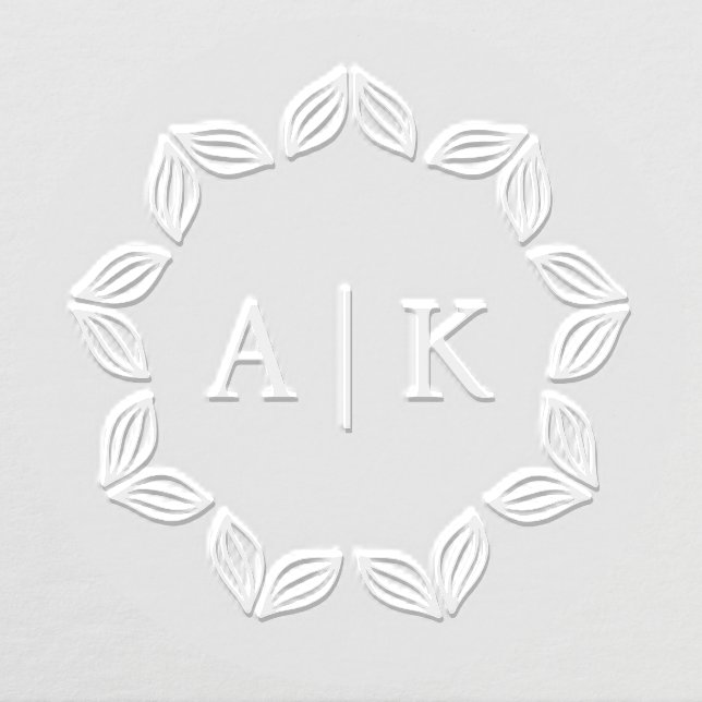 Elegant Wedding Monogram Greenery Wreath Embosser (Design)