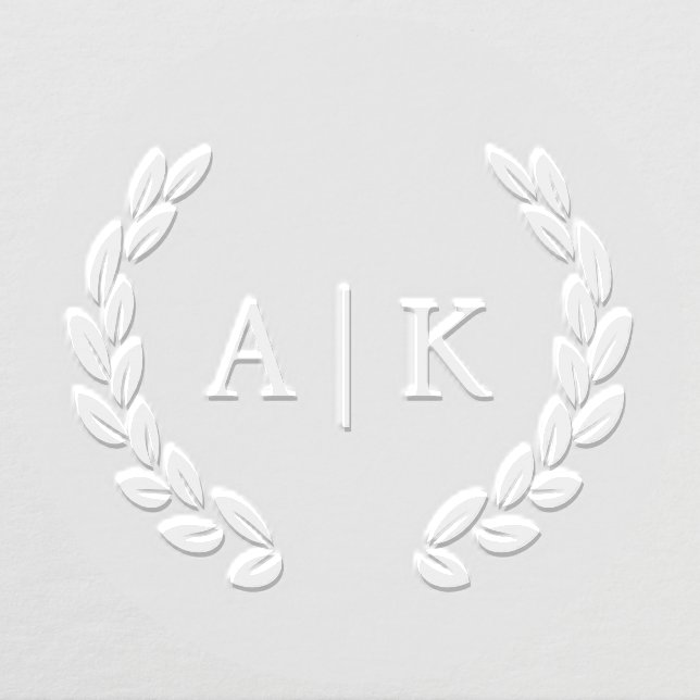 Elegant Wedding Monogram Greenery Wreath Embosser (Design)