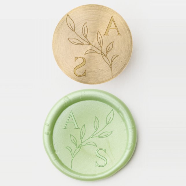 Elegant Wedding Monogram Leaf Branch Wax Seal Stic (Stamped)