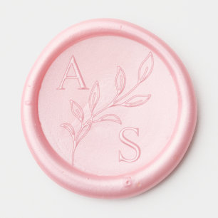 Elegant Wedding Monogram Leaf Branch Wax Seal Sticker