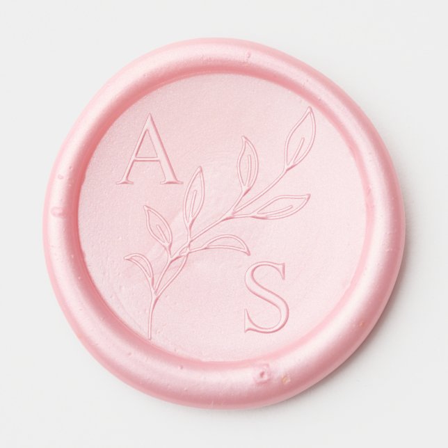 Elegant Wedding Monogram Leaf Branch Wax Seal Sticker (Front)