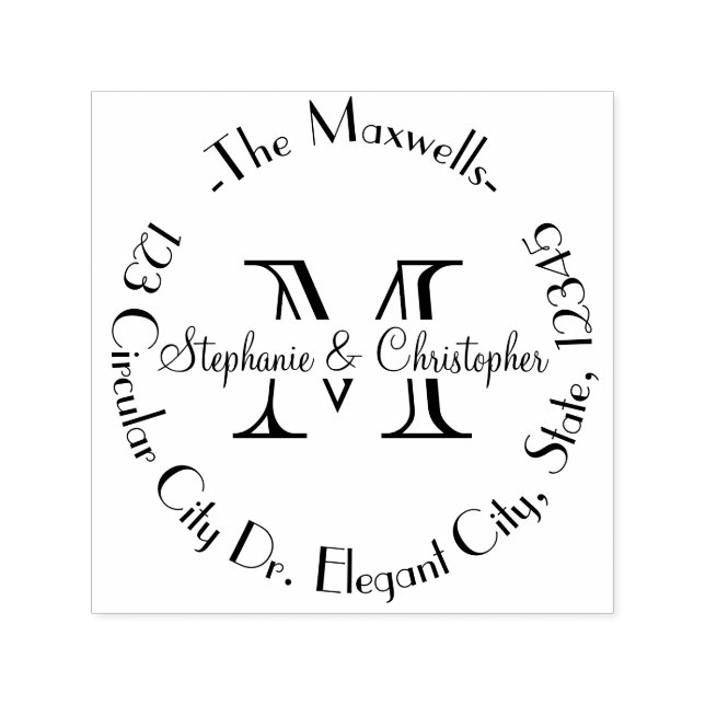 Elegant Wedding Monogram Letter Address Stamp (Design)