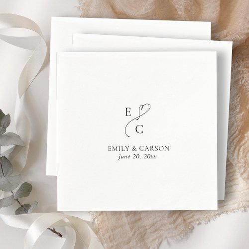 Elegant Wedding Monogram Logo Initials Names Date Napkins