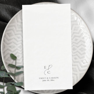 Elegant Wedding Monogram Logo Initials Names Date Paper Guest Towels