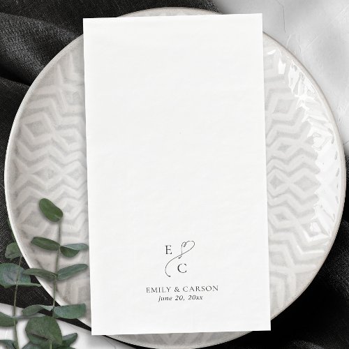 Elegant Wedding Monogram Logo Initials Names Date Paper Guest Towels