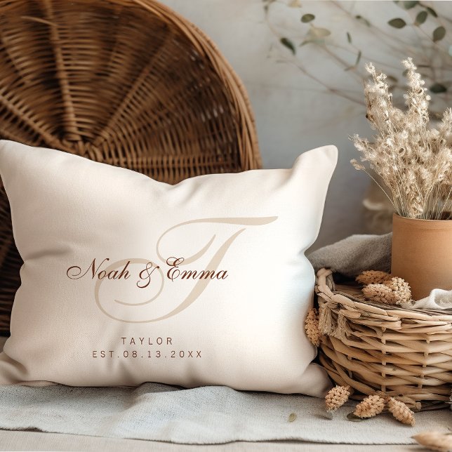 Elegant Wedding Monogram Lumbar Pillow (Creator Uploaded)