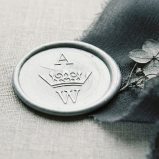 Elegant Wedding Monogram Luxury Royal Crown Wax Seal Sticker