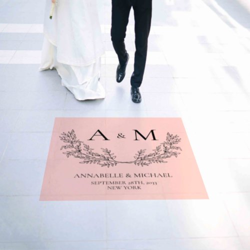Elegant wedding monogram names date  floor decals