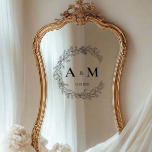 Elegant wedding monogram names date window cling