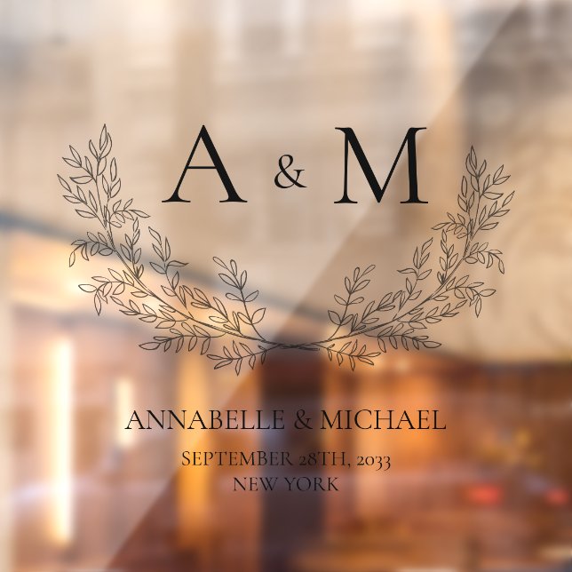 Elegant wedding monogram names date  window cling (Sheet 2)