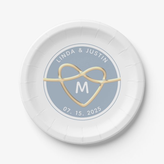 Elegant Wedding Monogram Paper Plates (Front)