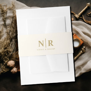 Elegant Wedding Monogram Personalized Invitation Belly Band