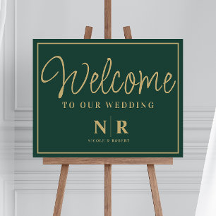 Elegant Wedding Monogram Personalized Welcome Sign