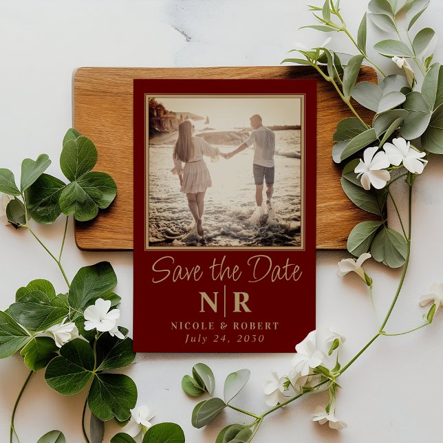 Elegant Wedding Monogram Photo Save The Date Magnetic Invitation (Creator Uploaded)