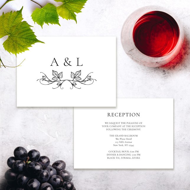 Elegant Wedding Monogram Reception Card (Creator Uploaded)