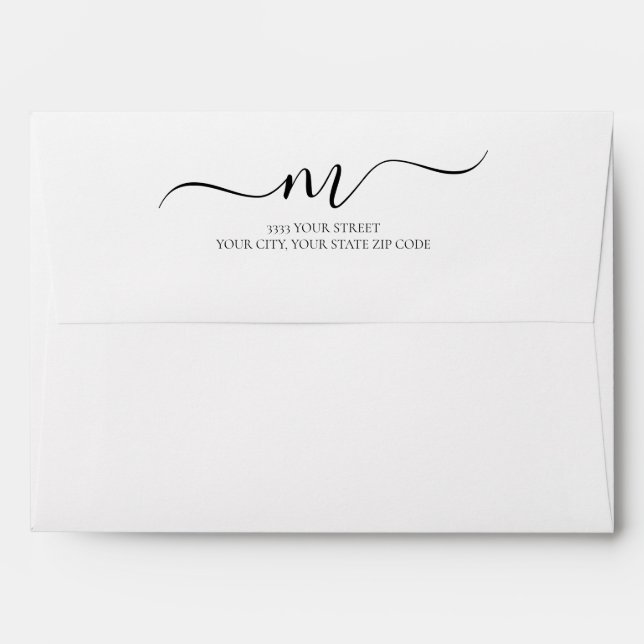 Elegant Wedding Monogram Return Address Envelope (Back (Top Flap))