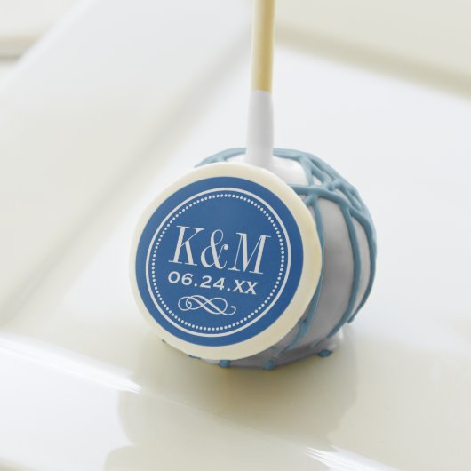 Elegant Wedding Monogram | Royal Blue Cake Pops (Front Insitu)