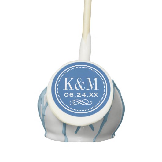 Elegant Wedding Monogram | Royal Blue Cake Pops (Front)