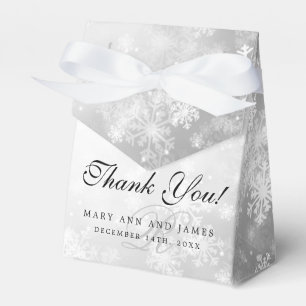 Elegant Wedding Monogram Silver Winter Wonderland Favor Boxes