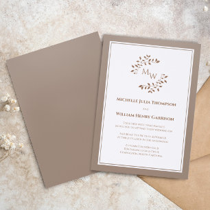 Elegant Wedding Monogram Simple Invitation