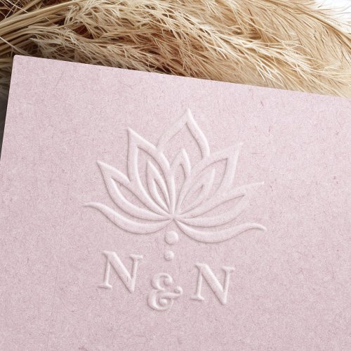 Elegant wedding monogram stylized lotus flower embosser