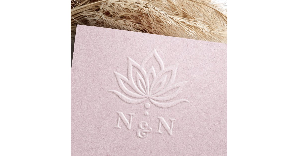 Elegant wedding monogram stylized lotus flower embosser | Zazzle