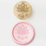 Elegant wedding monogram stylized lotus flower wax seal stamp<br><div class="desc">Elegant wedding monogram wax seal stamp featuring the couples monogram initials and greenery and a stylized lotus flower.</div>