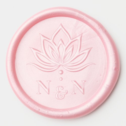 Elegant wedding monogram stylized lotus flower wax seal sticker