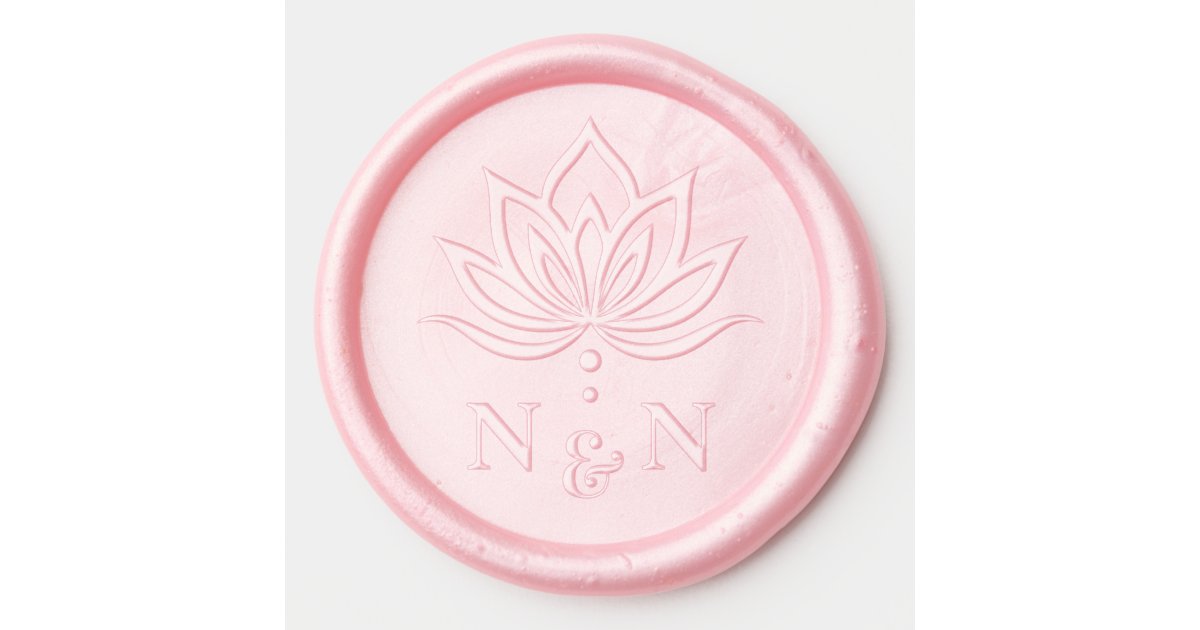 Elegant wedding monogram stylized lotus flower wax seal sticker | Zazzle
