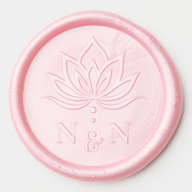 Elegant wedding monogram stylized lotus flower wax seal sticker (Front)