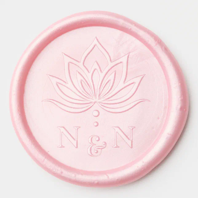 Elegant wedding monogram stylized lotus flower wax seal sticker | Zazzle