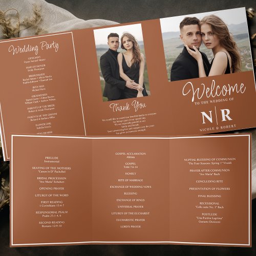 Elegant Wedding Monogram Tri_Fold Wedding Program