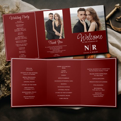 Elegant Wedding Monogram Tri_Fold Wedding Program