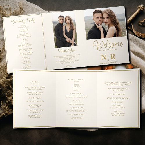 Elegant Wedding Monogram Tri_Fold Wedding Program