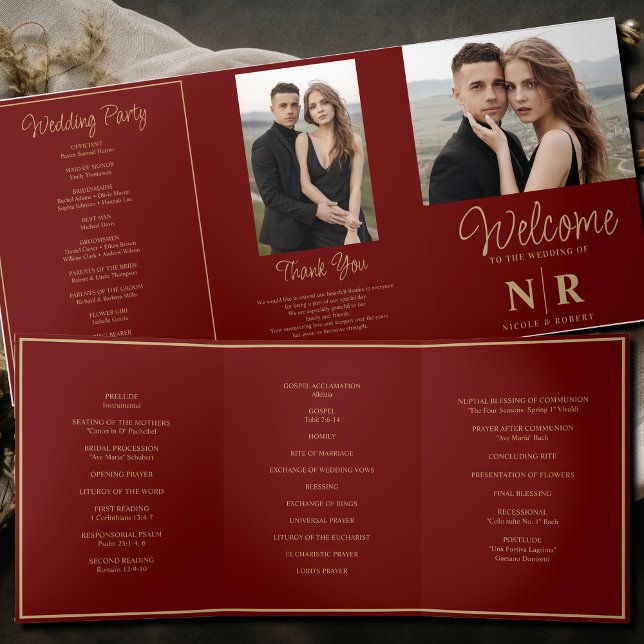Elegant Wedding Monogram Tri-Fold Wedding Program (Creator Uploaded)