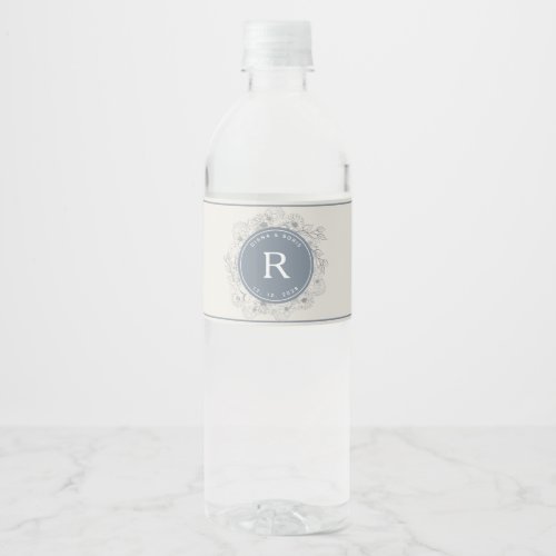 Elegant Wedding Monogram Water Bottle Label