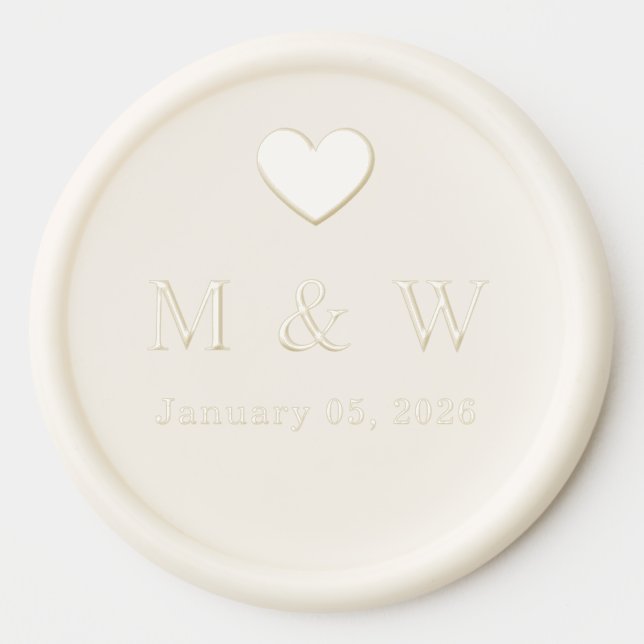 Elegant Wedding Monogram Wax Seal Sticker (Front)
