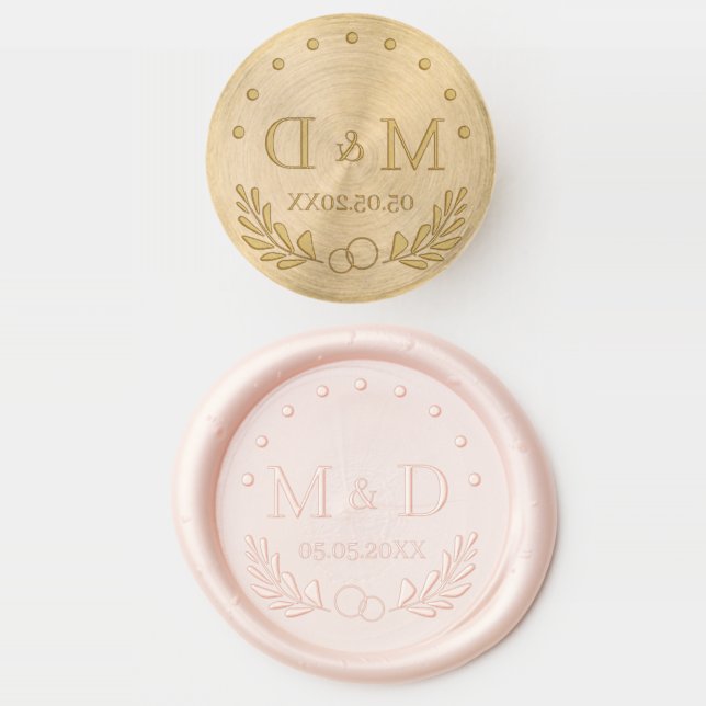 Elegant wedding monogram with initials wax seal stamp (Stamped)