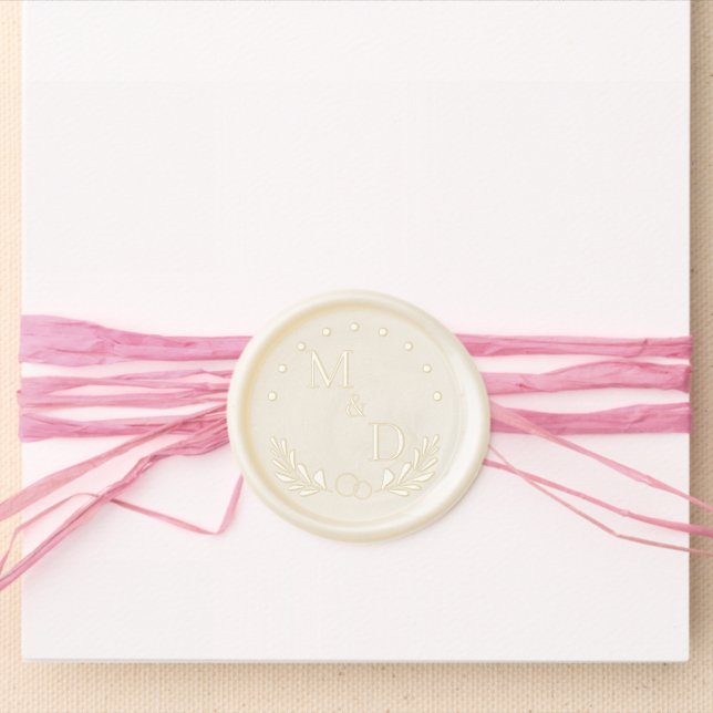 Elegant wedding monogram with initials wax seal sticker (Front)