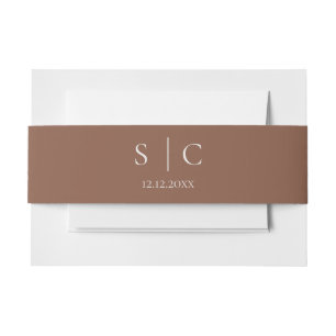 Elegant Wedding Monogrammed Invitation Belly Band