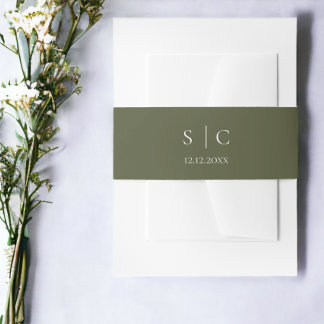Elegant Wedding Monogrammed Invitation Belly Band