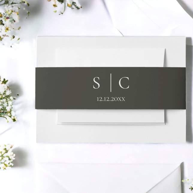 Elegant Wedding Monogrammed Invitation Belly Band (Elegant Wedding Monogrammed Invitation Belly Bands from Ricaso)