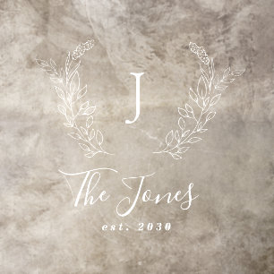 Elegant wedding monogrammed name date floor decals