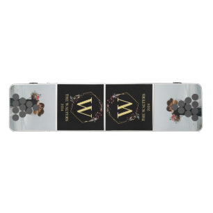 Elegant Wedding Monogrammed Photo Gold Pyramid Beer Pong Table
