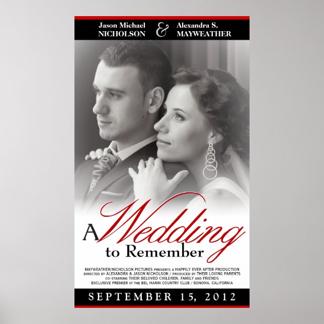 Elegant Wedding Movie Poster - Custom Sizes (Front)
