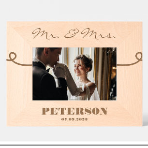 Elegant Wedding Mr & Mrs Name Custom Wood Frames
