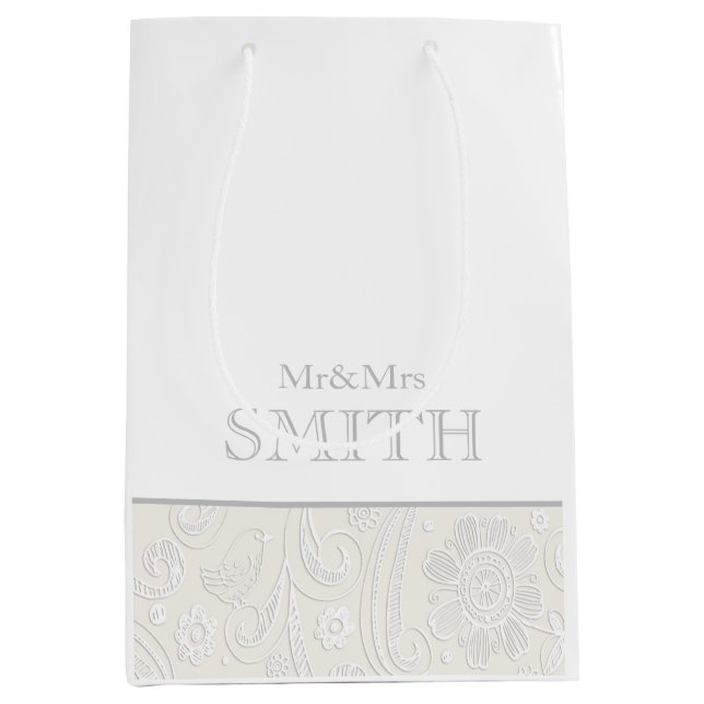 Elegant Wedding Mr&Mrs NAME Personalized Gift Wrap Medium Gift Bag (Front)