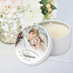 Elegant Wedding MR MRS Photo Mini Candle Favors
