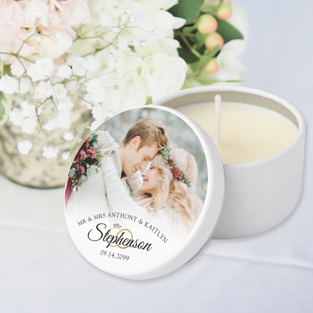 Elegant Wedding MR MRS Photo Mini Candle Favors (Creator Uploaded)