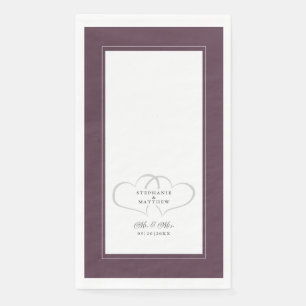 Elegant Wedding Mr & Mrs Purple Chic Hearts Dinner Paper Guest Towels